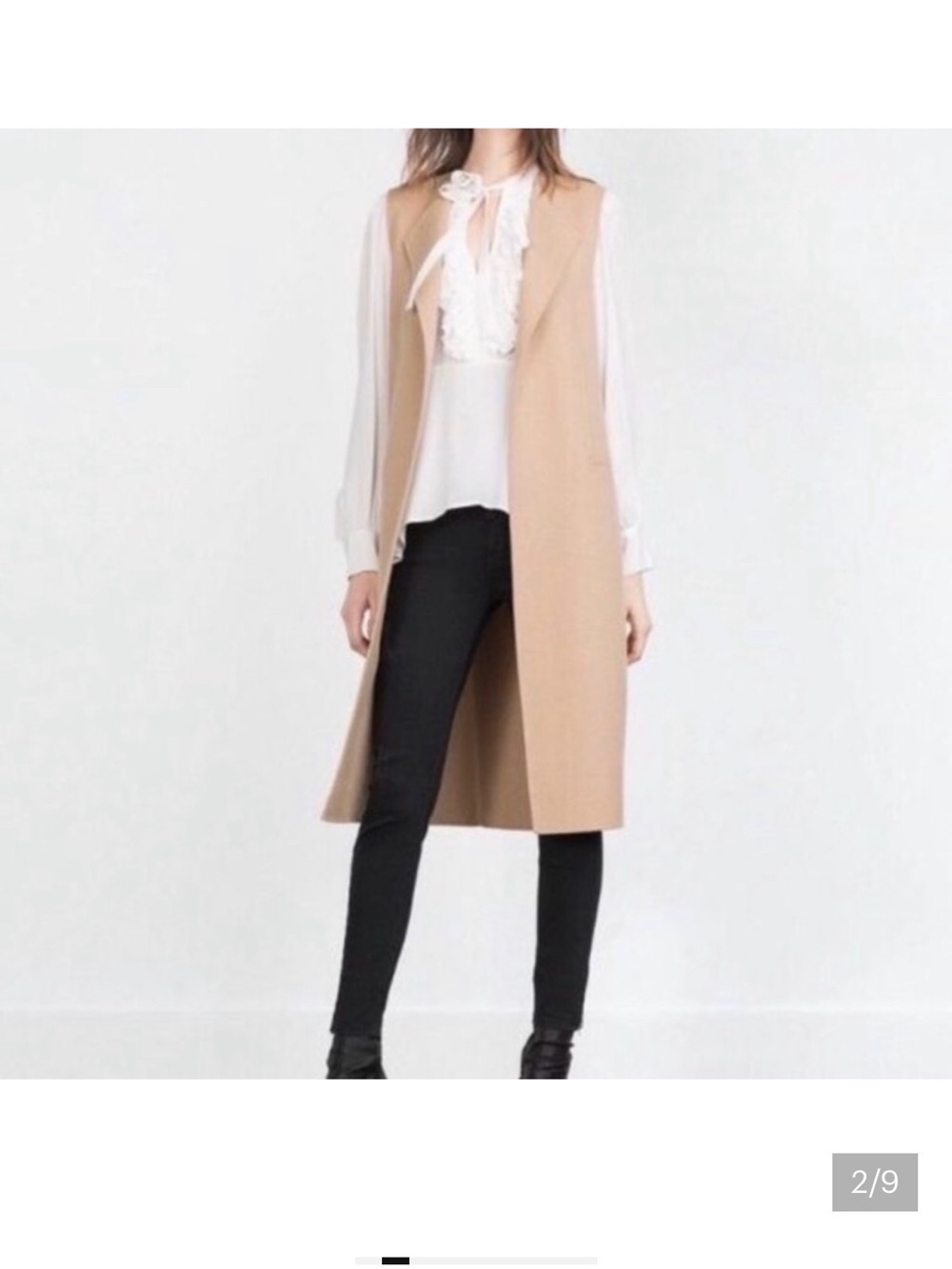 Zara Woman Camel Wool Sleeveless Coat Vest